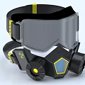 Gas Mask and Goggles Decorative Ornament Set with Black Straps Yellow Accents Modern Style