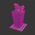 Yellow Flowering Plant with Green Leaves in Gray Square Woven Planter on Wooden Plank Base