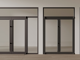 Modern double door glass door KFC door 3d model