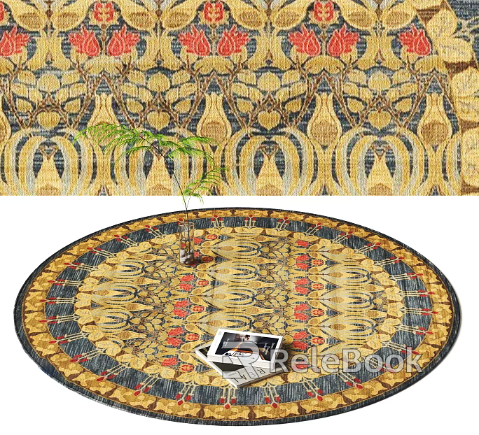 European Round Carpet 3d model 