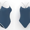 Blue One Piece Swimsuit With White Trim And Crisscross Straps Design