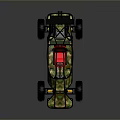 Off-road Go-kart With Camouflage Design Red Seat Black Frame And Yellow Wheels