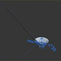 Satellite Antenna With White Disc Long Rod And Metal Support Components 3d model