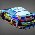 Sleek Racing Car With Colorful Livery Rear Wing Sponsor Logos And Race Number 66