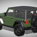 Green Jeep Wrangler Convertible With Off Road Tires And Front Grille