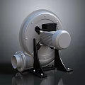 Industrial Electric Blower With Silver Housing And Black Metal Stand