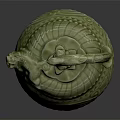 Traditional Green Ceramic Teapot With Dragon Shaped Handle And Intricate Patterns