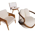 Modern Upholstered Leisure Chairs With Wooden Frame And Curved Armrest Design
