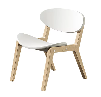 Minimalist Children's Chair With Wooden Frame And White Seat 3d model