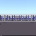 Modern Road Barriers with White Posts Blue Rails and Planter Boxes Design 3d model