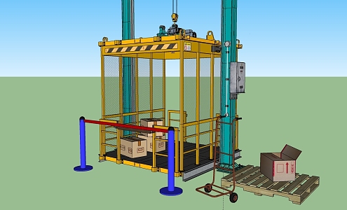 Elevator Motor Elevator Cart Site Pallet Ladder Hanging Basket 3d model