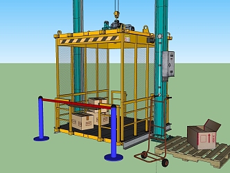 Elevator Motor Elevator Cart Site Pallet Ladder Hanging Basket 3d model