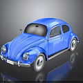 Blue Classic Volkswagen Beetle Car With Shiny Exterior And Retro Design Details