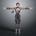 Game Movie Female Warrior Character In Detailed Armored Outfit With Extended Arms