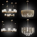 Modern Crystal Chandeliers With Various Designs Golden Frames And Transparent Crystals 3d model