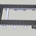 Industrial Roller Conveyor System With Metal Frame Rollers And Support Legs 3d model