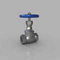Silver Industrial Valve With Blue Handle And Metal Body Structure