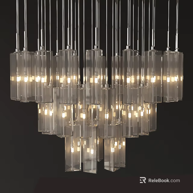 Elegant Modern Crystal Chandelier With Transparent Elements Warm Lights And Layered Design 3d model 