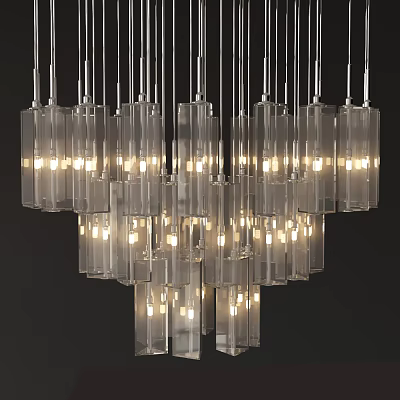 Elegant Modern Crystal Chandelier With Transparent Elements Warm Lights And Layered Design 3d model