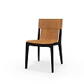 Modern Single Chair with Brown Leather Seat Backrest and Black Wooden Legs