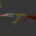 Assault Rifle With Wooden Stock And Silver Metal Components 3D Rendered