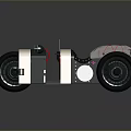 Vintage Style Motorcycle with Metallic Silver Body Black Wheels Round Headlights and Red Striped Seat