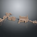 Ancient Architectural Ruins With Scattered Stone Blocks And Fragmented Structures 3d model