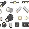 Various Modern Downlights And Spotlights In Different Colors For Ceiling Lighting 3d model