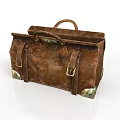 Vintage Brown Leather Briefcase With Metal Buckles And Leather Straps