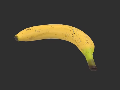Fresh Ripe Yellow Banana With Black Spots On Dark Background 3d model