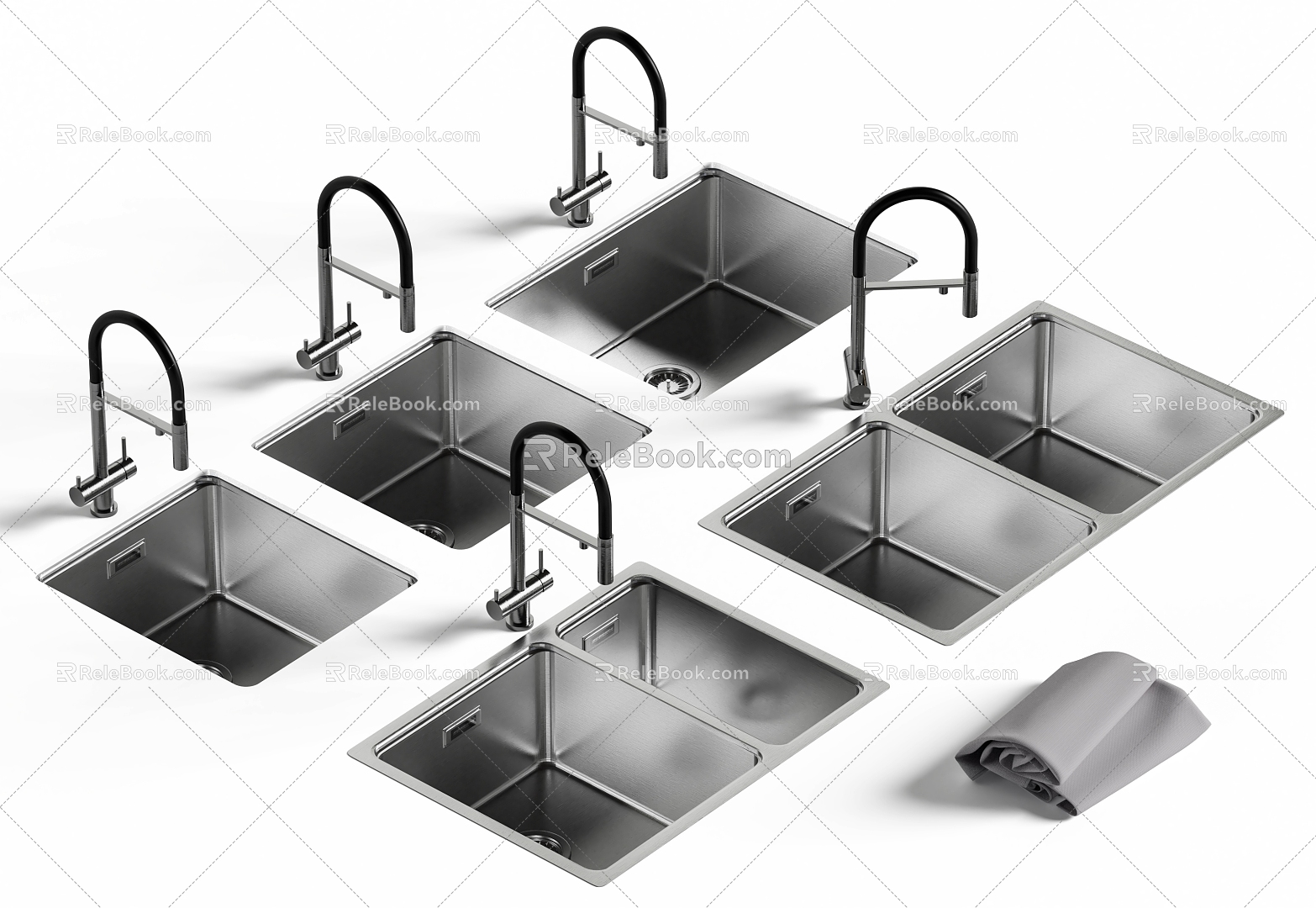 Modern dish washing basin stainless steel sink 3d model