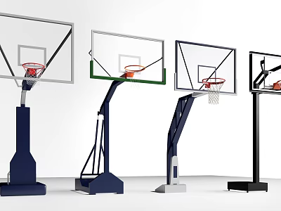 Basketball Court Interior With Various Basketball Hoop Designs And Structures 3d model