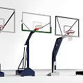 Basketball Court Interior With Various Basketball Hoop Designs And Structures