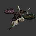 Modern Passenger Aircraft 3D Model With Sleek Black Body And Four Propellers Design