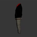 Black Leather Jacket With Red Scarf Gray Pants And Brown Belt