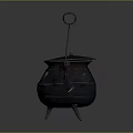 Traditional Metal Cooking Pot With Lid Handle Stand And Decorative Details