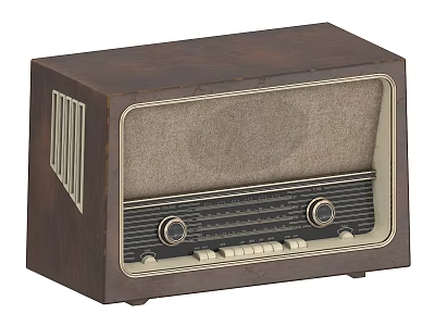 Vintage Brown Wooden Radio With Classic Control Knobs And Retro Dial Grille 3d model