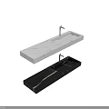 Modern White And Black Marble Rectangular Countertop Washbasin With Faucet Design 3d model