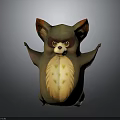 Cute 3D Animated Character With Red Ears Green Body Yellow Belly And Raised Arms