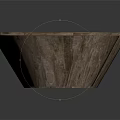 Natural Wooden Textured Washbasin with Bowl Shaped Design and Dark Reflective Surface