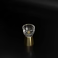 Modern Elegant Transparent Wine Glass With Golden Base On Black Tabletop