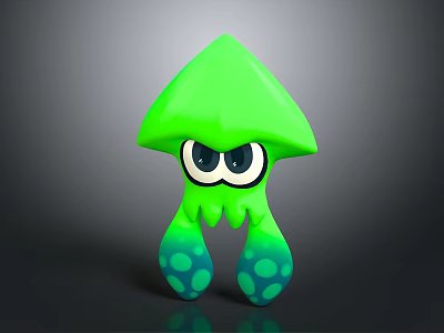 Cute Green Octopus Stuffed Toy with Big Eyes and Blue Green Polka Dot Feet 3d model
