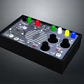 Black Control Panel with Green Red White Yellow Blue Buttons Knobs and Ports 3d model
