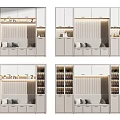 Modern Wine Cabinet Design With Multiple Racks Built In Lighting And Seating Bench 3d model