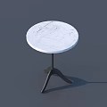Round White Marble Top Coffee Table With Black Metal Three Legged Base 3d model