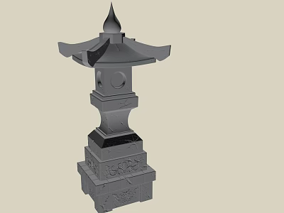 Traditional Japanese Stone Lantern With Pointed Top And Multi Tiered Carved Base 3d model