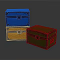 Colorful Retro Storage Boxes With Blue Orange Green Hues Metal Borders And Lock Closures