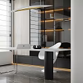 Modern Dining and Living Room Interior With Sofa Coffee Table Round Rug And Staircase