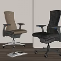 Ergonomic Gray Office Chair With Modern Design Armrests And Wheeled Base