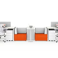 Modern Office Desks In Open Workspace With Ergonomic Chairs Green Plants And Laptops